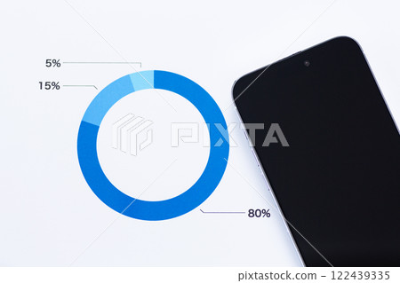 Approval percentage graph and smartphone 122439335