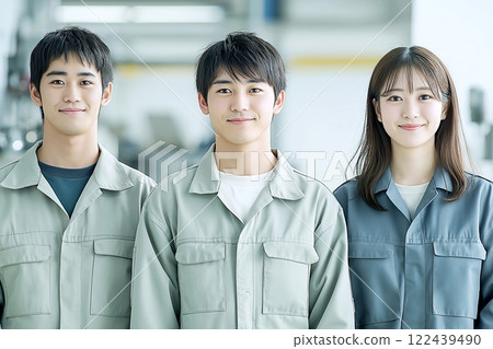 AI-generated images of men and women working in work clothes 122439490