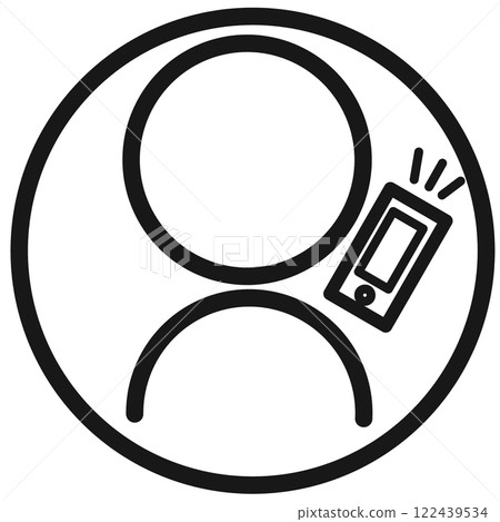 一個人使用智慧型手機的簡單象形圖 — 黑色 一個人使用智慧型手機的簡單象形圖 — 黑色 122439534