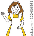 Illustration material: Illustration material: A maid-style clerk raising her hand to guide 122439561