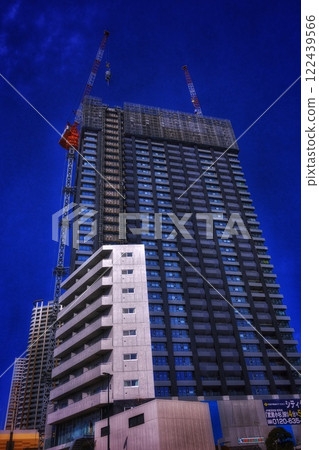 Urban landscape with a large construction site Urban landscape with a large construction site 122439566