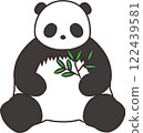Stock Illustration: A simple and cute panda sitting and holding bamboo 122439581