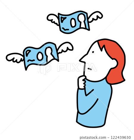 Illustration of a woman thinking about expenses, costs, and money Illustration of a woman thinking about expenses, costs, and money 122439630