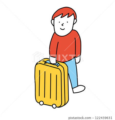 Illustration of a person moving out and living alone with a suitcase 122439631