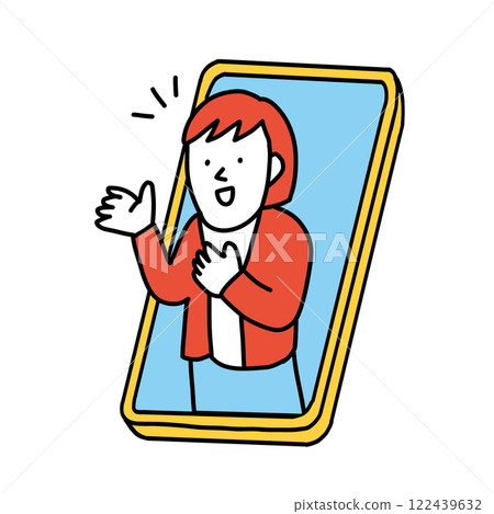 Illustration of a woman talking on a smartphone 122439632