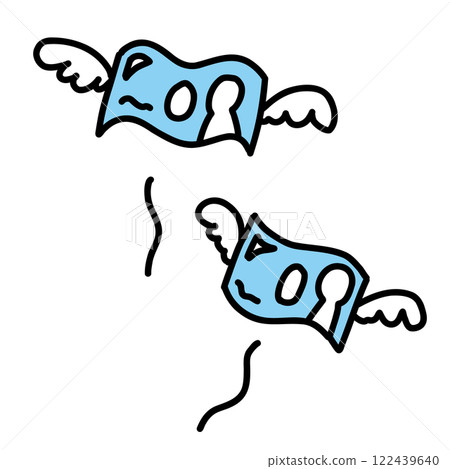 金錢長出翅膀飛走的插圖圖示費用和浪費的圖像插圖 122439640