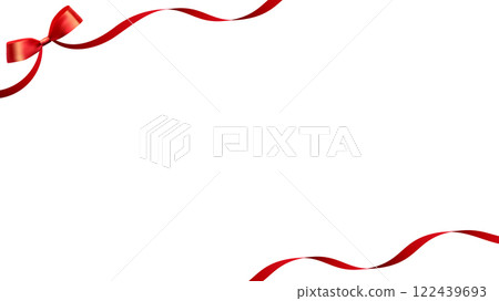 Elegant red ribbon frame and bow - decorative border design Elegant red ribbon frame and bow - decorative border design 122439693