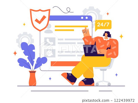 Vector Illustration of a Technical Support System Featuring Software Development, Customer Service, and IT Assistance in a Flat Style Background Vector Illustration of a Technical Support System Featuring Software Development, Customer Service, and IT Assistance in a Flat Style Background 122439972