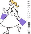 Illustration material: Simple and cute, a person who enjoys shopping with a smile while holding a bag or paper bag_Full body_Side profile_Facing left_Sale 122440168
