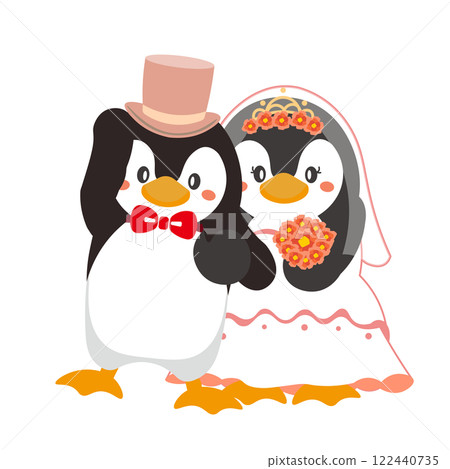企鵝夫婦婚禮插畫 企鵝夫婦婚禮插畫 122440735