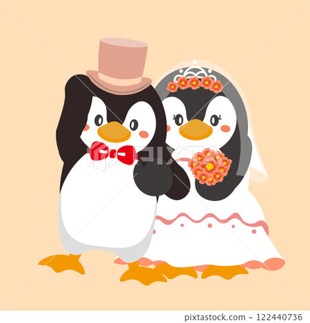企鵝夫婦婚禮插畫背景 企鵝夫婦婚禮插畫背景 122440736