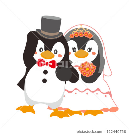 企鵝夫婦婚禮插畫黑色禮帽 企鵝夫婦婚禮插畫黑色禮帽 122440738