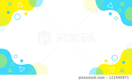Geometric pattern 03 Flyer, web and video background material 16:9 size Light blue, blue, cyan, yellow 122440971