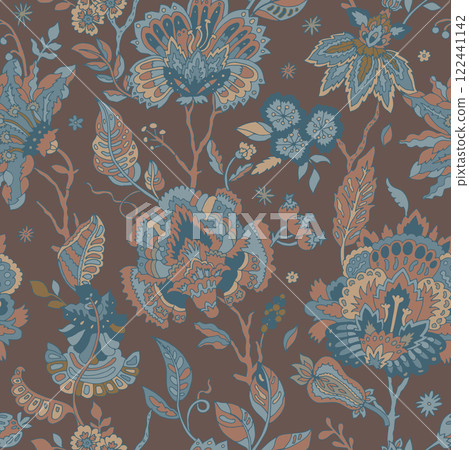 Dark ornate floral seamless pattern 122441142