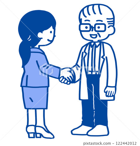 一位老人與一位女士握手 122442012