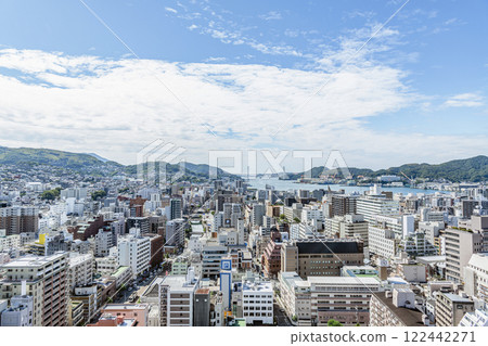 Nagasaki City, Nagasaki Prefecture: View of the Nagasaki cityscape from the center of Nagasaki City 122442271