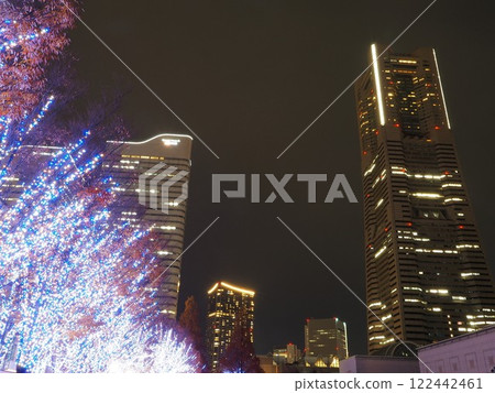 Kanagawa Prefecture Grand Mall Park illuminations and Landmark Tower in December 122442461
