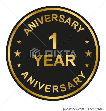1 year anniversary gold icon vector for graphic design, logo, website, social media, mobile app, UI illustration 122442686