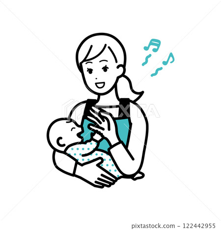 Illustration of a woman soothing a baby Illustration of a woman soothing a baby 122442955