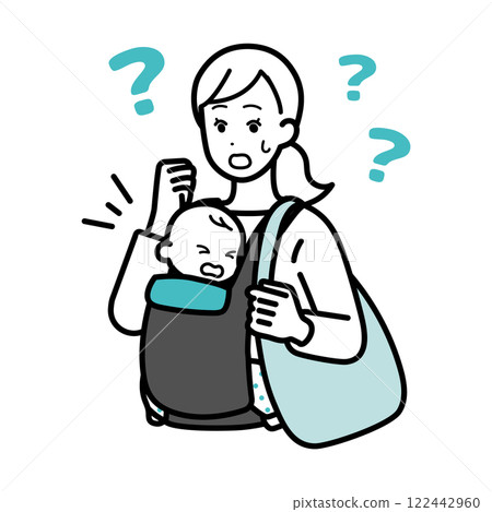 Illustration of a woman going shopping with her baby Illustration of a woman going shopping with her baby 122442960