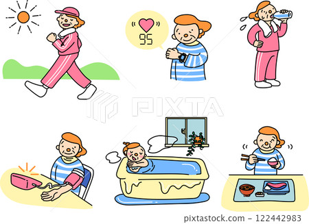 健康高級婦女插畫集 122442983