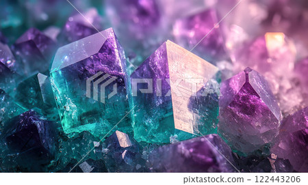 美麗的彩虹螢石粗石特寫背景 122443206