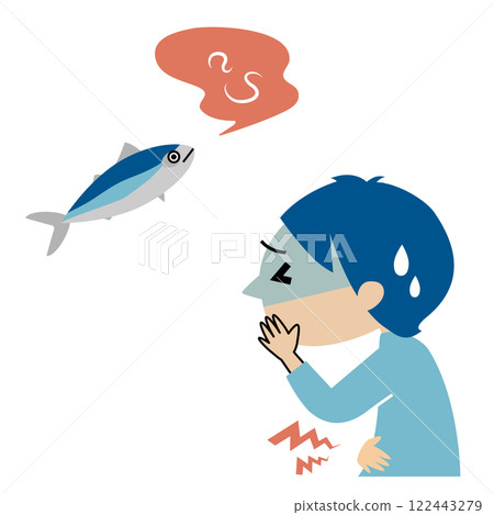 Anisakis abdominal pain person image illustration Anisakis abdominal pain person image illustration 122443279