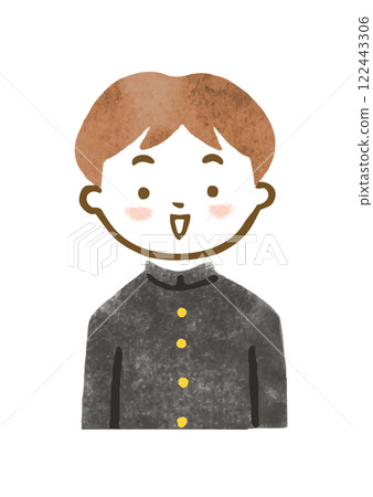 Illustration of a male junior high school student wearing a school uniform 122443306