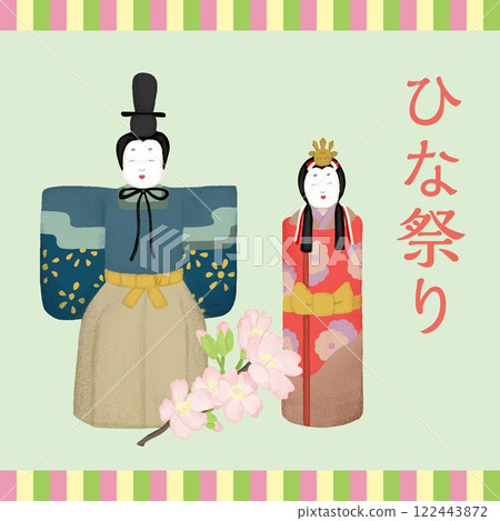 Hinamatsuri banner_Standing Hina dolls illustration Hinamatsuri banner_Standing Hina dolls illustration 122443872