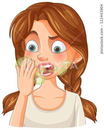 Concerned Girl with Bad Breath 122443904