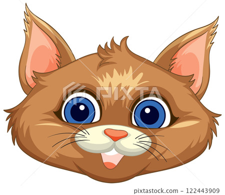 Cute Cartoon Cat Face Illustration 122443909