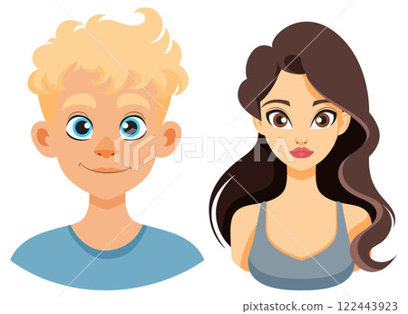 Smiling Boy and Girl Illustration Smiling Boy and Girl Illustration 122443923