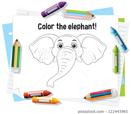 Color the Elephant Doodle Fun Color the Elephant Doodle Fun 122443965