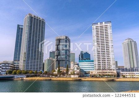 Yokohama cityscape in Japan - A view of the tower apartment complexes on the Yokohama Riverside, January 15, 2025 122444531