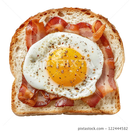 Fried Egg on Slice of Bread 122444582
