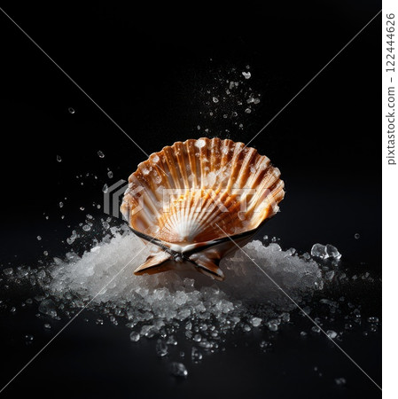 Gourmet Presentation of Scallops Served Chilled on Ice with Fresh Herbs and Garnishes Gourmet Presentation of Scallops Served Chilled on Ice with Fresh Herbs and Garnishes 122444626