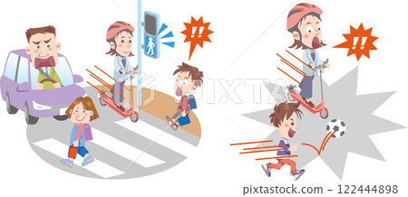 交通安全（交通規則以及滑板車、電動滑板車的麻煩、突然衝入和無視交通號誌） 122444898