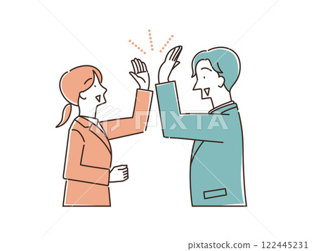 Business people doing high-five Illustration 122445231
