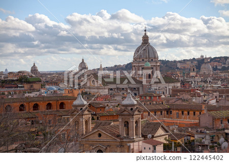 Aerial view of Church of Saints Ambrose and Charles Borromeo in Rome 122445402