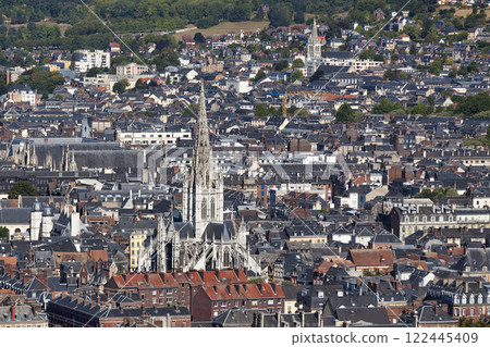 Aerial view of the church of Saint-Maclou in Rouen 122445409