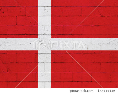 Flag of Denmark painted on a wall Flag of Denmark painted on a wall 122445436