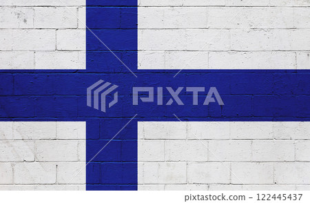 Flag of Finland painted on a wall 122445437