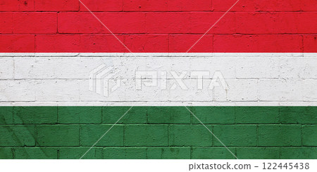 Flag of Hungary painted on a wall 122445438