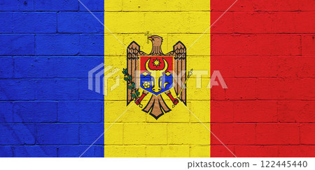 Flag of Moldova painted on a wall 122445440