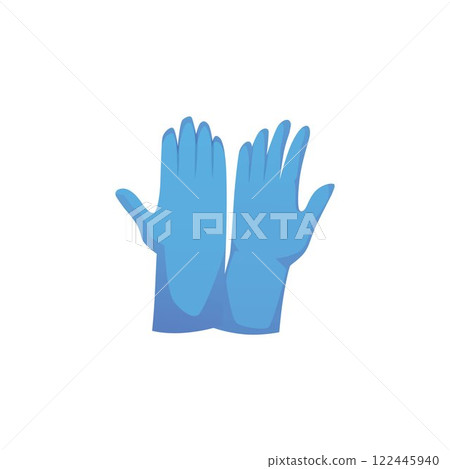 Pair of medical gloves flat vector icon, blue disposable nitrile gloves, personal protective equipment, hygiene concept 122445940