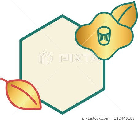 Camellia flower decorative frame 122446195