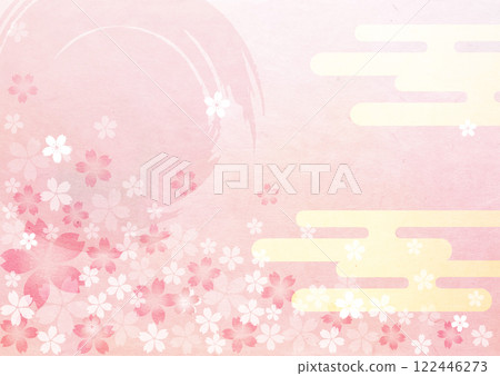 Cherry blossom and Japanese pattern background Cherry blossom and Japanese pattern background 122446273