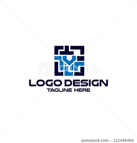 Initial Y Letter Tech Logo Design Vector Graphic 122446464
