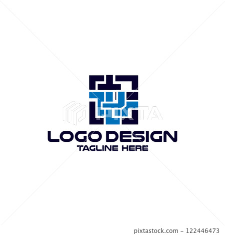 Letter J Maze Labyrinth Logo Design Element 122446473