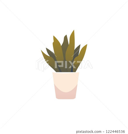 Green plant in white pot vector flat icon, cartoon potted flower in container, succulent, aloe, floral home decor Green plant in white pot vector flat icon, cartoon potted flower in container, succulent, aloe, floral home decor 122446536